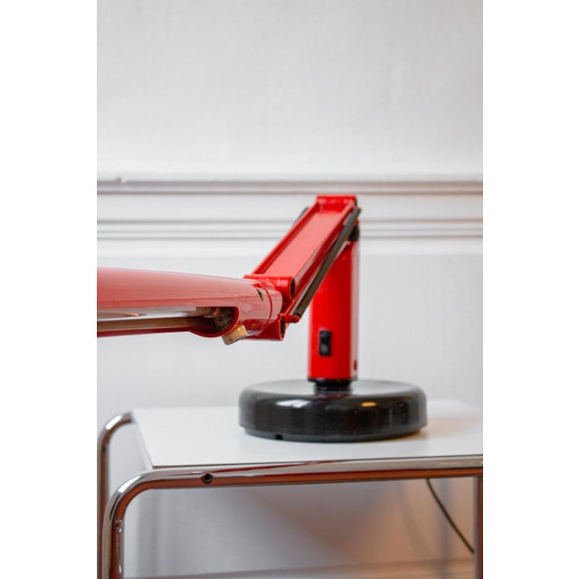 Vintage Red Acrylic Desk Lamp by Tom Ahlström & Hans Ehrich for Fagerhults Sweden, 1975 For Sale - Image 3 of 14
