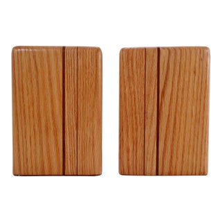 Mid Century Danish Modern Style Wood Bookends For Sale