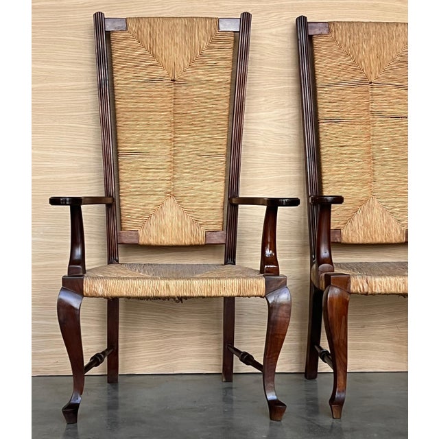 20th Pair of Spanish Walnut Armchairs with High Back and Seat Caned For Sale - Image 18 of 18