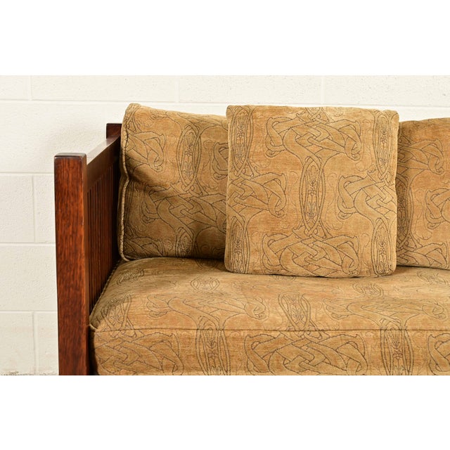 Stickley Mission Oak Arts & Crafts Spindle Settle Sofa For Sale In South Bend - Image 6 of 14