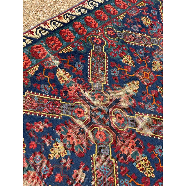 1910s Antique Karabag Rose Pattern Tribal Runner For Sale - Image 4 of 5