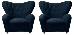 Set of Blue Sahco Zero the Tired Man Lounge Chairs by Lassen
