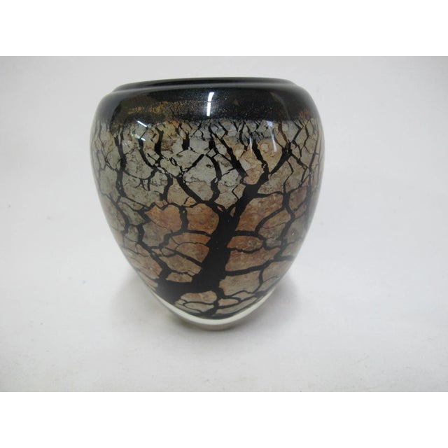 Rrobert Malone Modern Organic Earthy Crackle Glass Studio Art Paperweight Vase For Sale - Image 9 of 9