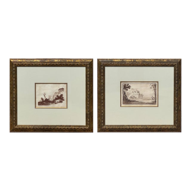 Pair of 18th-Century Italian Landscape Engravings After Guercino, James Basire, 1764 For Sale