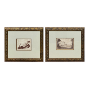 Pair of 18th-Century Italian Landscape Engravings After Guercino, James Basire, 1764