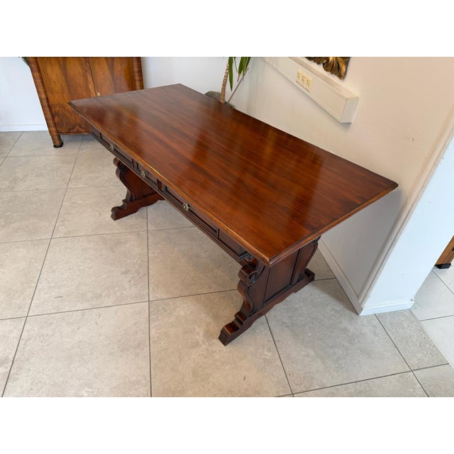 Wood Baroque Style Writing Desk, 1970s For Sale - Image 7 of 15