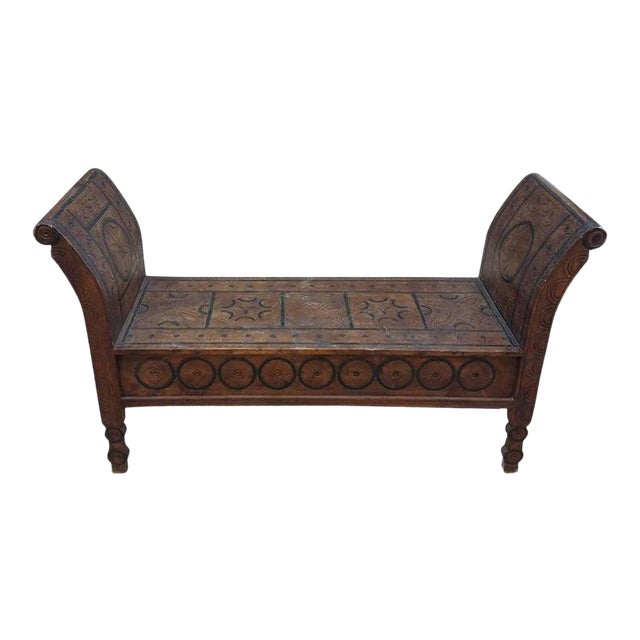 Moroccan Hand Carved Cedar Wood Bench Chairish