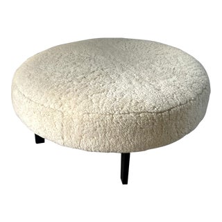 Contemporary Custom Made Shearling Ottoman For Sale