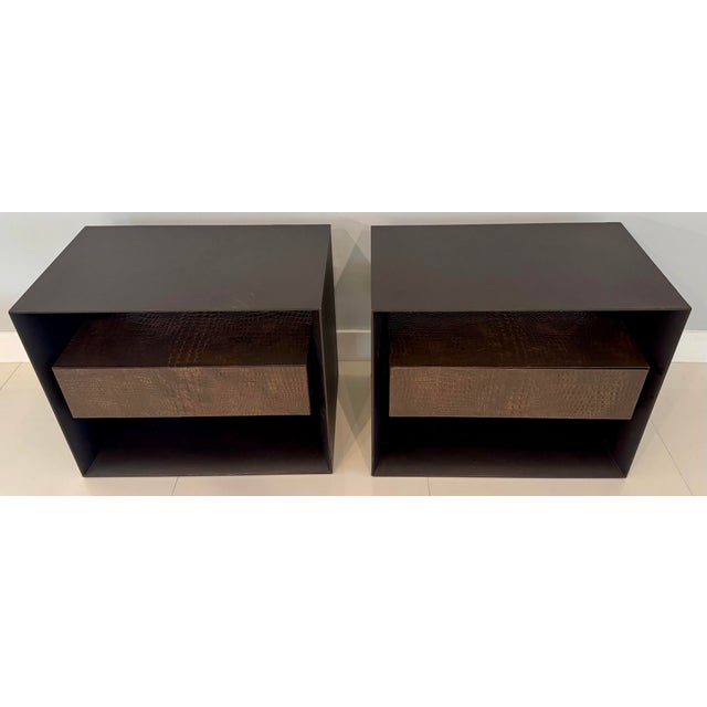 Coffee Artefacto Herzog II - King Headboard and Two Bedside Tables For Sale - Image 8 of 10