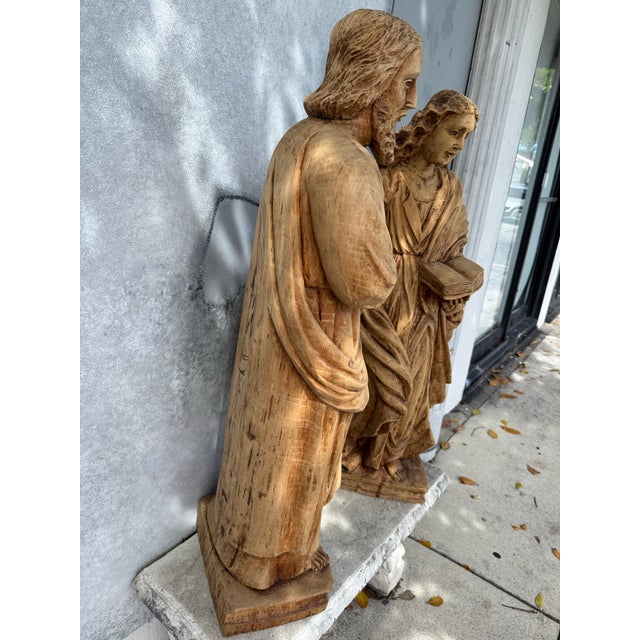 Antique Italian Hand Carved Wood Sculptures- A Pair For Sale - Image 12 of 12