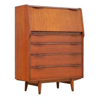 1960s Mid Century Danish Teak Secretary Desk For Sale
