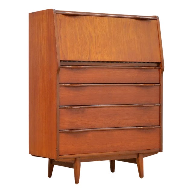 1960s Mid Century Danish Teak Secretary Desk For Sale