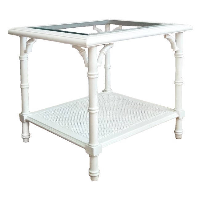 Pair of quality-made faux bamboo, rectangular side tables, believed to be from the 1970s Altavista line fabricated by Lane...