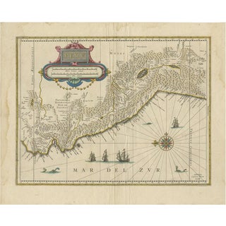 Antique Map of Peru in South America by Blaeu, 1645 For Sale