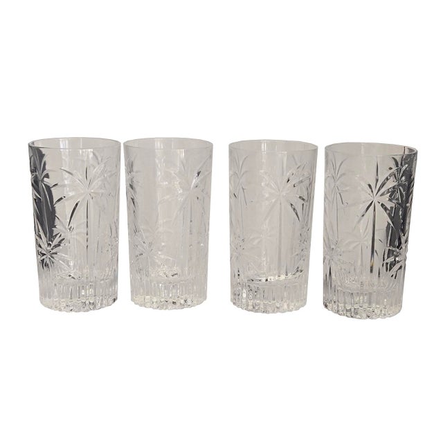 1980s 1980s Palm Highball Crystal Tumblers by Godinger, Set of 4 For Sale - Image 5 of 11