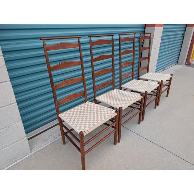 1970s Set of 4 Shaker Cherry Ladder Back Dining Chairs in the Style of Nichols & Stone For Sale - Image 11 of 13