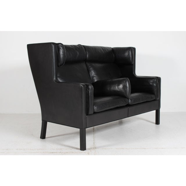 Danish Black Leather 2192 Coupe Sofa by Børge Mogensen for Fredericia Furniture, 1991 For Sale - Image 6 of 13