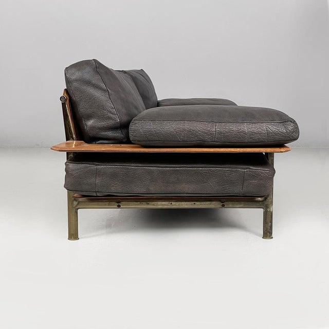 Italian Modern Black Leather Diesis Sofa attributed to Antonio Citterio and Paolo Nava for B&B Italia, 1980s For Sale - Image 3 of 18