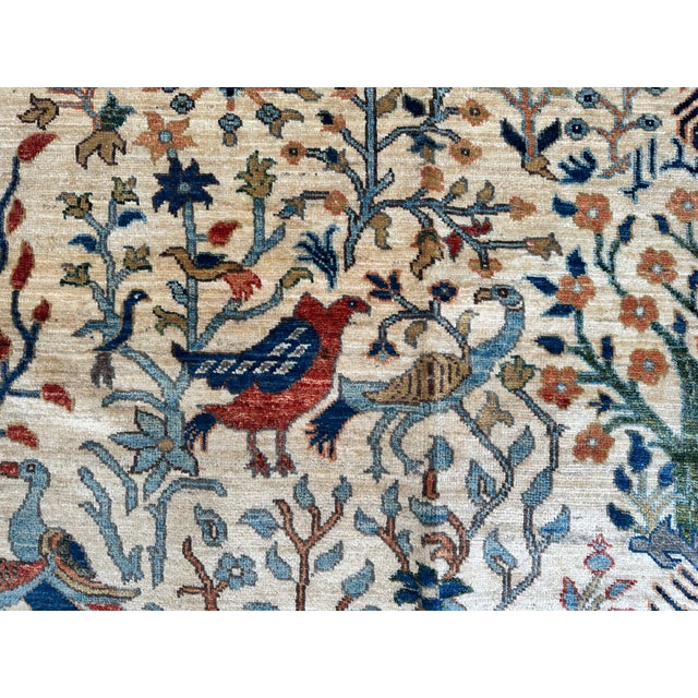 Hand-Knotted Afghan Tree of Life Pictorial Wool Area Rug - 8'1" X 9'9" For Sale - Image 10 of 13