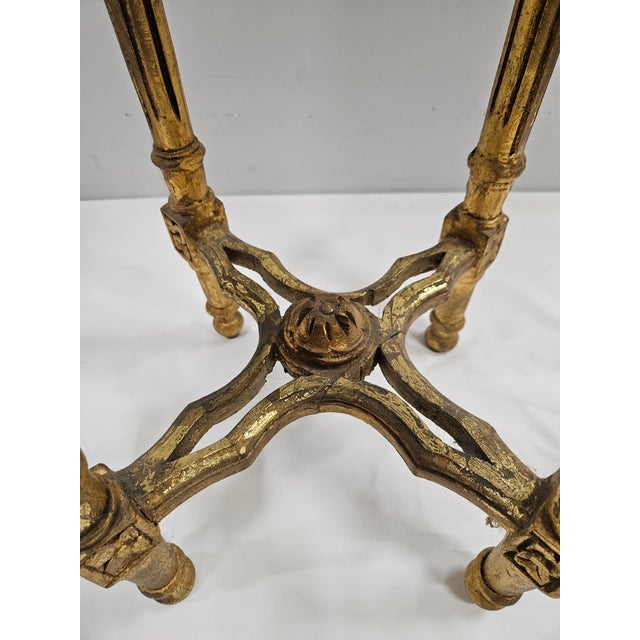 Gilded Baroque Louis XVI Round Side Table For Sale - Image 10 of 16