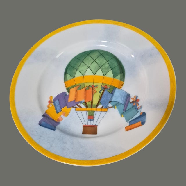 Late 20th Century Late 20th Century Three Williams Sonoma Hot Air Balloon Montgolfiere Salad Dessert Luncheon Plates - Set of 3 For Sale - Image 5 of 7