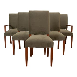 Contemporary Velvet Dining Chairs - Set of 6 For Sale