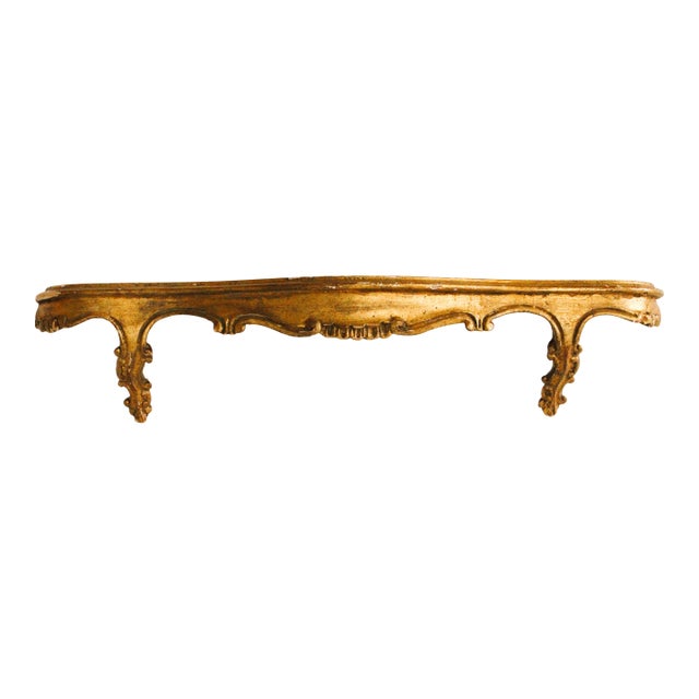 Large 24" Antique Italian Gilded Bracket Wall Shelf For Sale