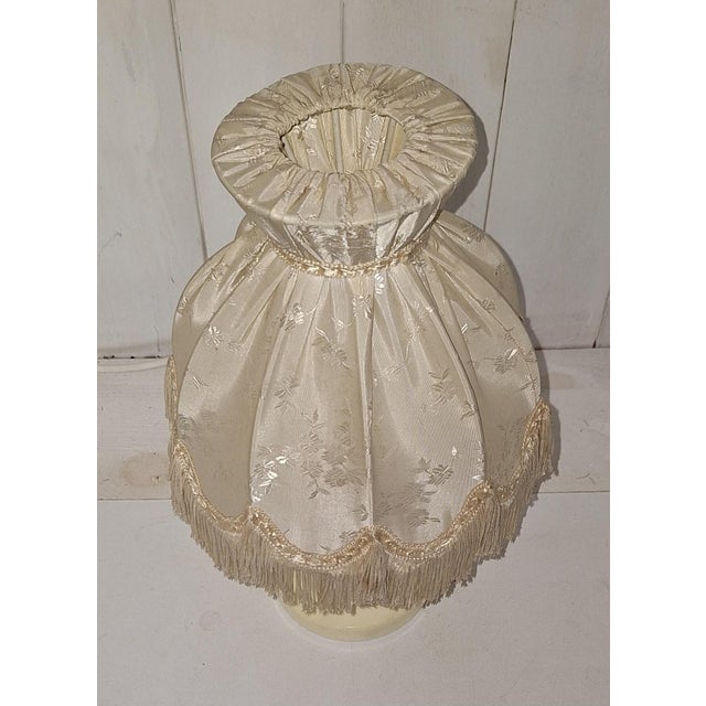 Vintage Table Lamp with Cream Plastic Base and Beige Fabric Shade, 1970s For Sale - Image 6 of 7