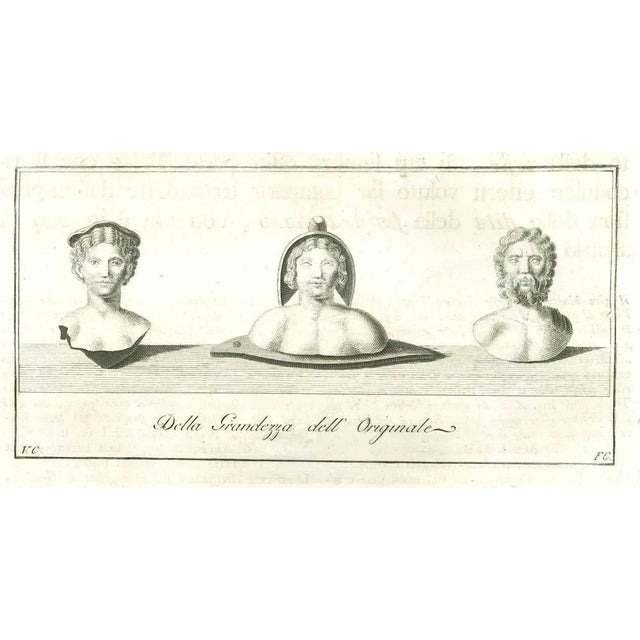 Ancient roman statue, from the series "antiquities of herculaneum", is an original etching on paper realized by vincenzo...