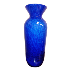Mid-Century Modern Cobalt Blue Waterfall Gradient Vase Handblown Art Glass