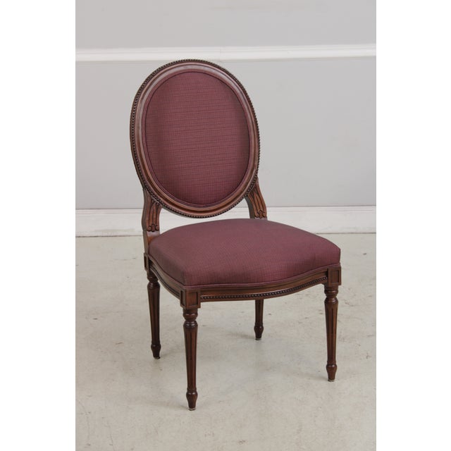 Set of 8 French Louis XVI Style Upholstered Dining Chairs For Sale - Image 11 of 18
