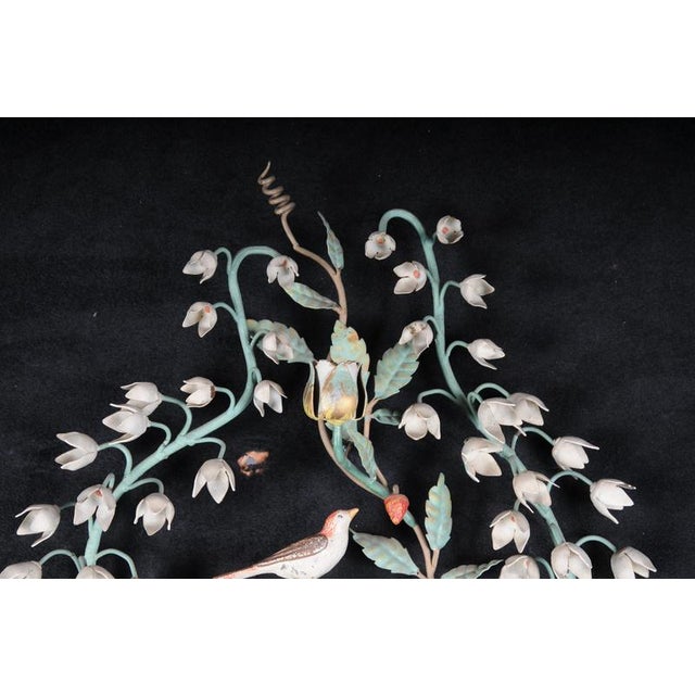 Antique Painted Wrought Iron Wall Candleholders with Lily of the Valley, Set of 2 For Sale - Image 5 of 18