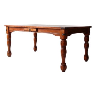 Vintage American Traditional Revival Dining Table With Drawers For Sale