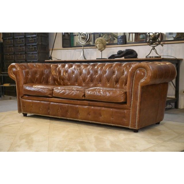 Chesterfield Sofa in Brown Leather, 2000s For Sale - Image 10 of 14