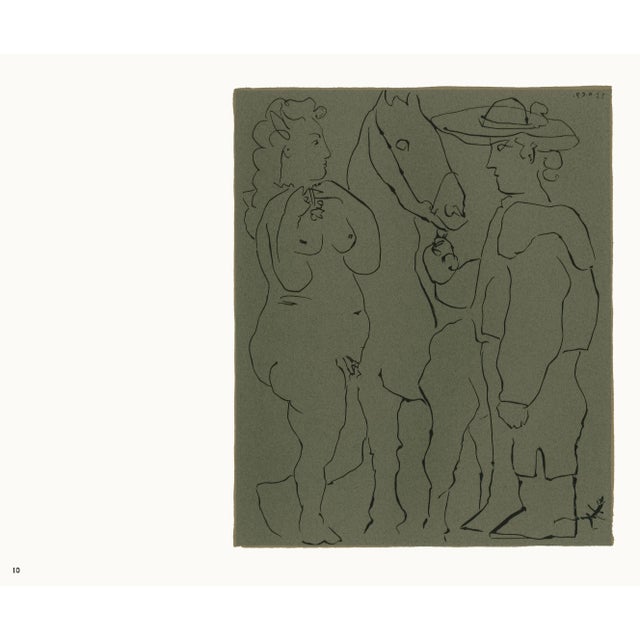 1962 Pablo Picasso Linocut Engraving "Picador, Woman and Horse" For Sale