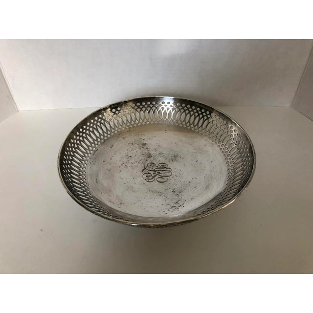 Vintage silver plate centerpiece with Monogram SK Makers mark reads “Reed&Barton EPNS 5556” minor wear inside of the bowl,...