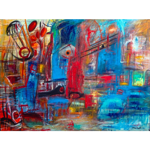 “Abstract Gaze” by Nathalie Gribinski – Bold Contemporary Expressionist Landscape in Acrylic on Canvas For Sale