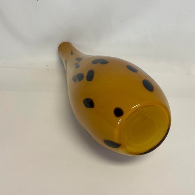 Murano Vintage Murano Italian Tiger Spot Boho Chic Handblown Amber Opaque Glass Vase For Sale - Image 4 of 12