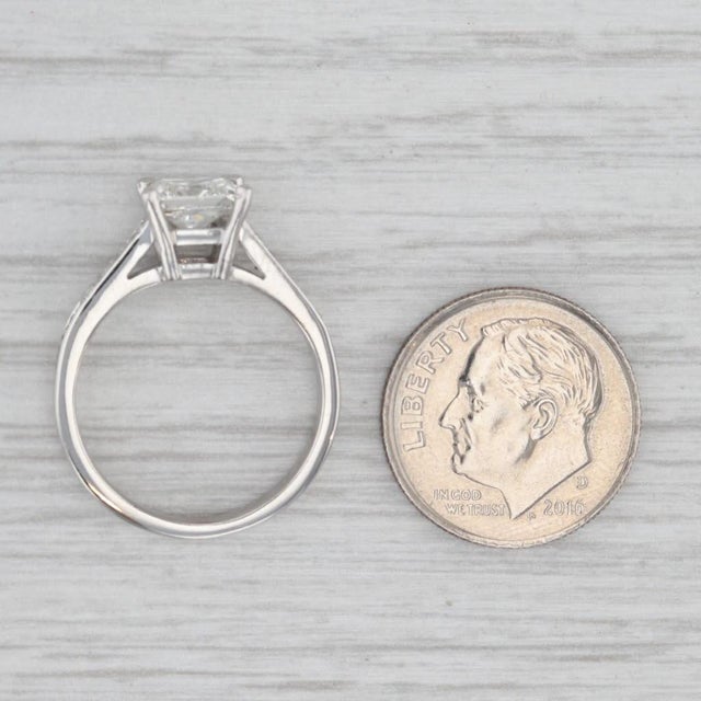 White 1.30ctw Diamond Engagement Ring Platinum Vs1 H Gia Size 6 Cathedral Band For Sale - Image 8 of 8