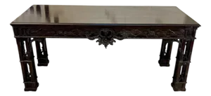 Large Antique Victorian Carved Mahogany Console Table, 1860