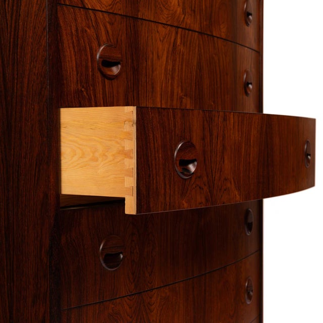 1960s Danish Mid-Century Six Drawer Rosewood Tallboy Dresser 1960s For Sale - Image 5 of 6