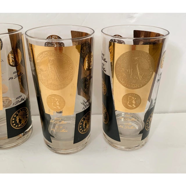 Vintage Cera Gold and Black Coin Tumblers - Set of 6 For Sale - Image 10 of 13