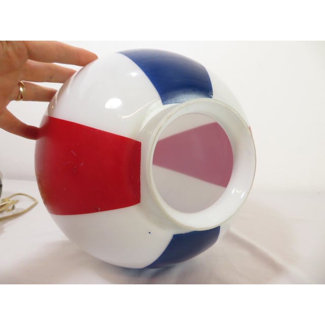 Vintage Barbershop Pendant Lamp 10" Glass Globe ~ Beach Ball ~ Circus ~ Mid Century Ceiling Light For Sale - Image 15 of 17
