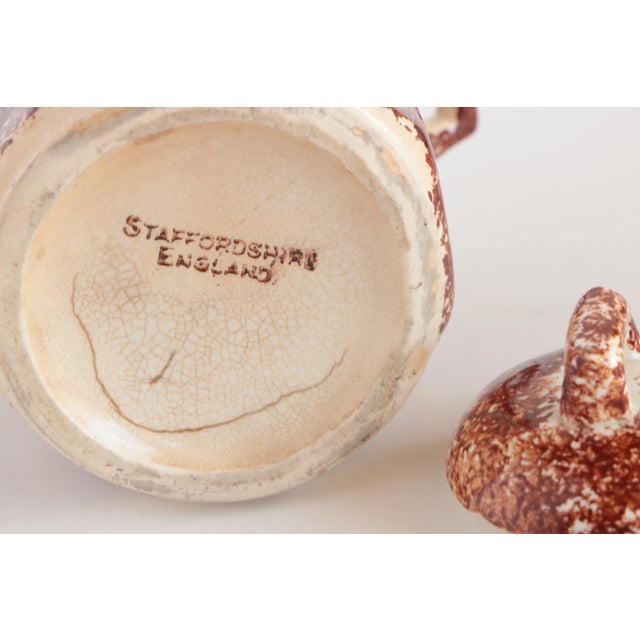 Staffordshire Brown Spongeware Lidded Vessel For Sale In Madison - Image 6 of 7