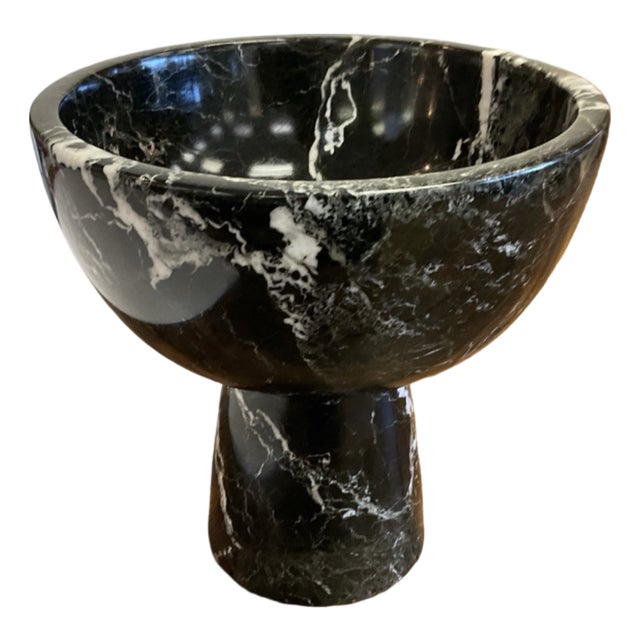 Black and White Marble Footed Bowl For Sale
