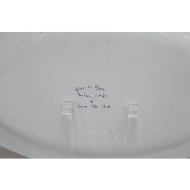 Late 20th Century Late 20th Century French Moustiers Faïence Dinnerware Set for Eight | Atelier De Ségriès | Hand-Painted Blue Banded Floral - 35pcs For Sale - Image 5 of 18