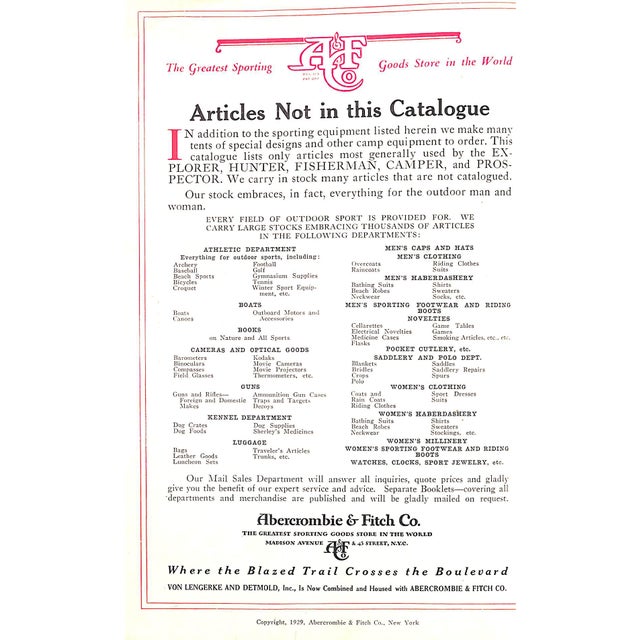 [134] pp. Abercrombie & Fitch Co., New York 1929 9 3/4" x 6 3/4" Stapled wraps