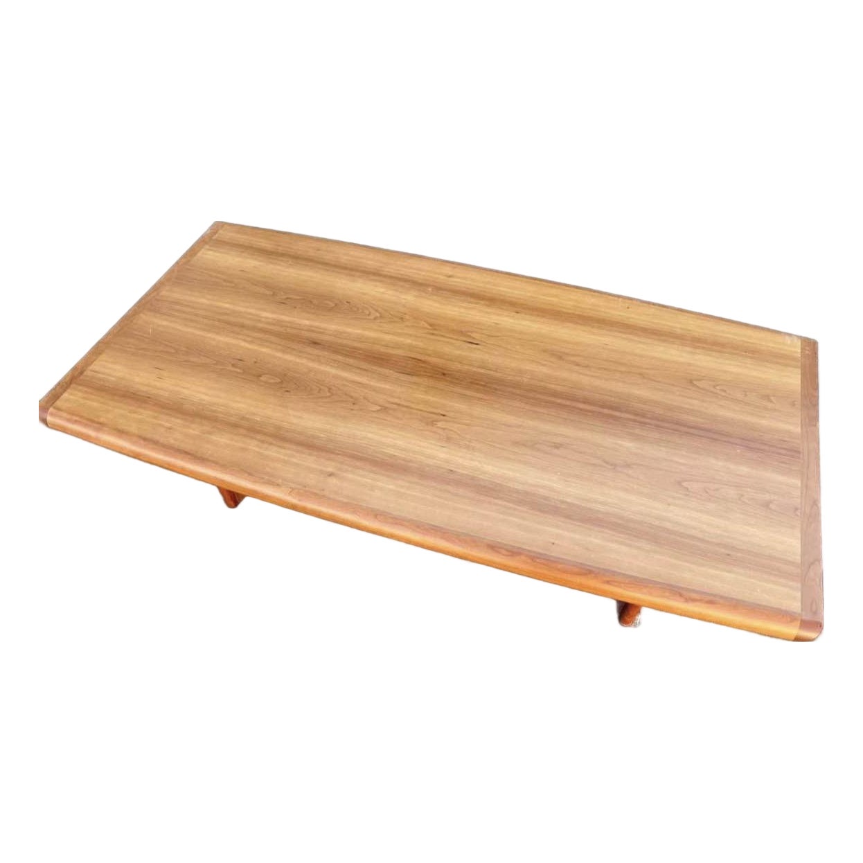 Danish Modern Rectangular Wood Coffee Table With Slab Legs | Chairish