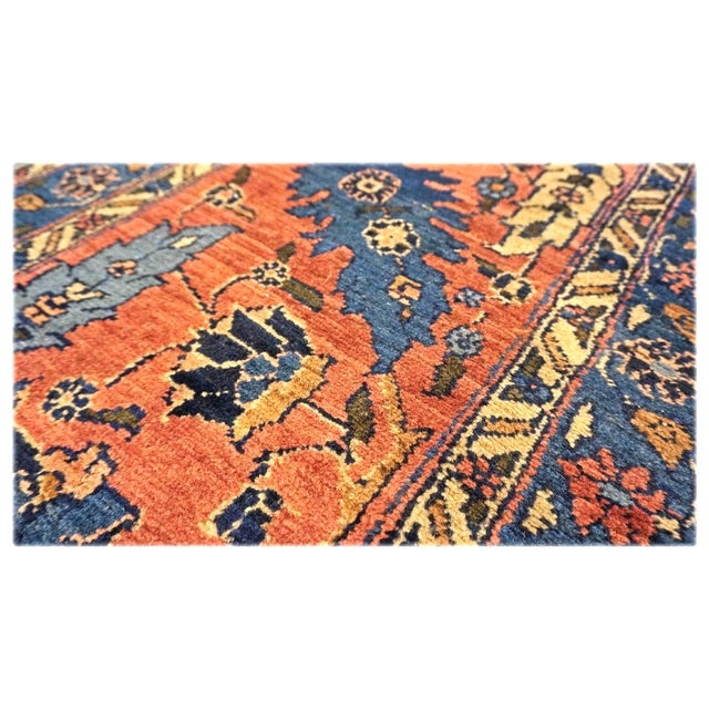 Antique Persian Lilihan Wool 11x20 Salmon, Yellow & Blue Handmade Gallery Rug #9902643 For Sale - Image 11 of 13