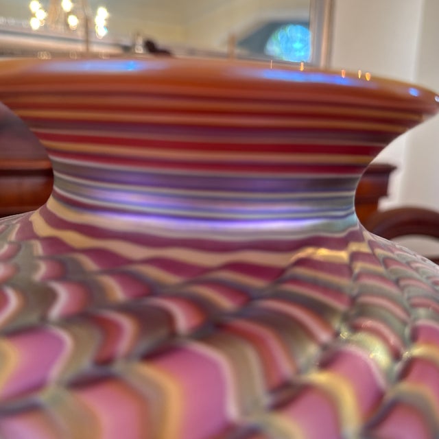 Glass Lundberg Studios Amethyst Vase For Sale - Image 7 of 8